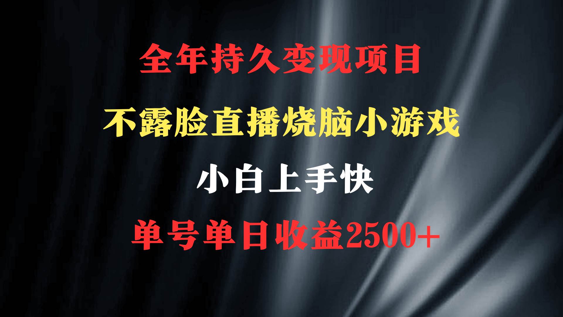 2024年 最优项目，烧脑小游戏不露脸直播  小白上手快 无门槛 一天收益2500+-无痕资源