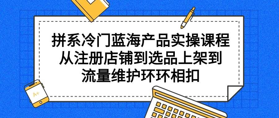 拼系冷门蓝海产品实操课程，从注册店铺到选品上架到流量维护环环相扣-无痕资源