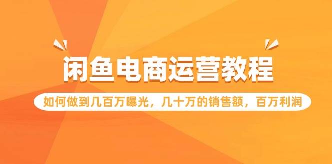 闲鱼电商运营教程：如何做到几百万曝光，几十万的销售额，百万利润-无痕资源