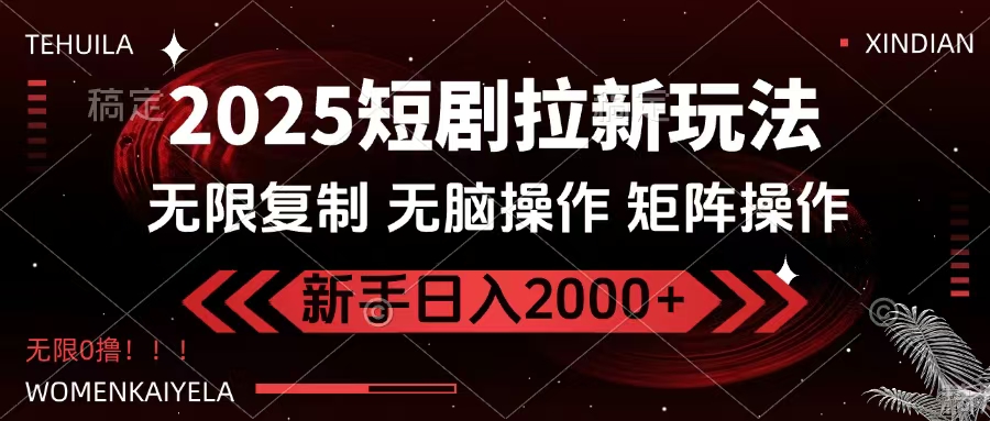 2025短剧拉新玩法，无需注册登录，无限0撸，无脑批量操作日入2000+-无痕资源