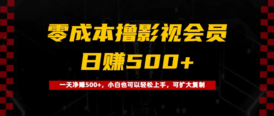 0成本撸影视会员，一天净赚500+，小白也可以轻松上手，可扩大复制-无痕资源